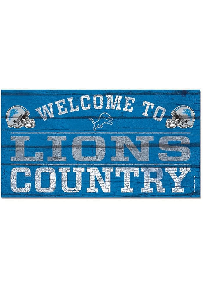Detroit Lions Welcome To 13X24 Wood Sign - Blue