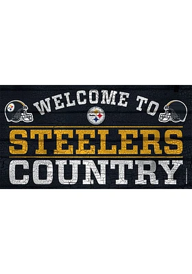 Pittsburgh Steelers Welcome To 13X24 Wood Sign - Black
