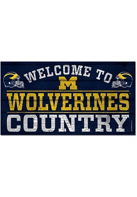 Michigan Wolverines Welcome To 13X24 Wood Sign - Blue
