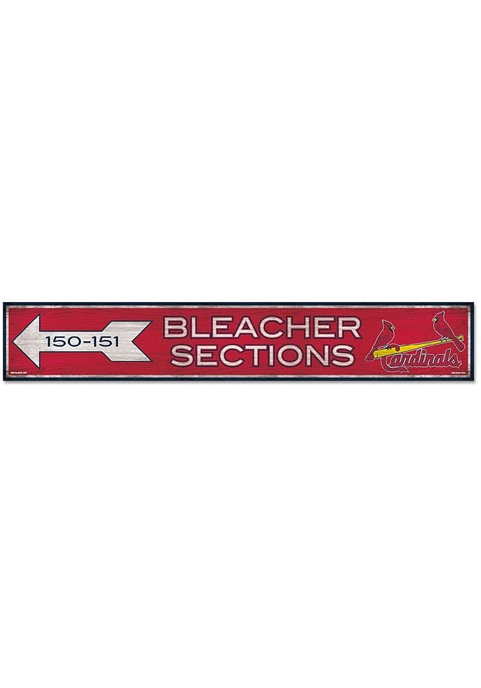 St Louis Cardinals General Seating 6x36 inch Wood Sign - Red