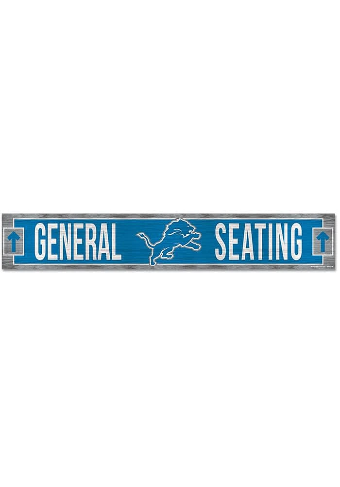 Detroit Lions General Seating 6x36 inch Wood Sign - Blue
