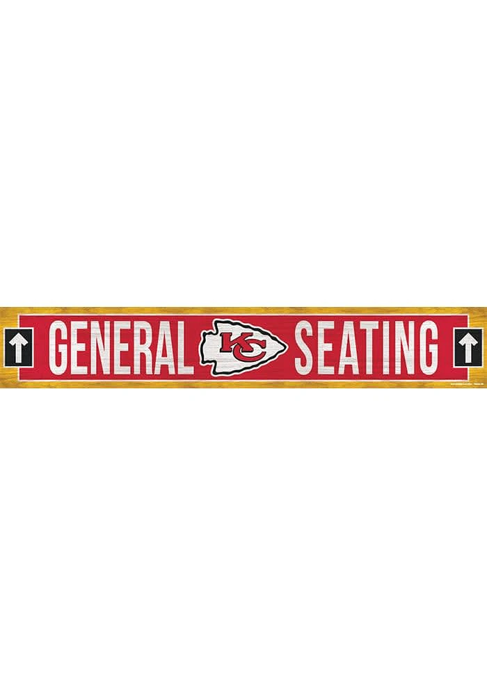 Kansas City Chiefs General Seating 6x36 inch Wood Sign - Red