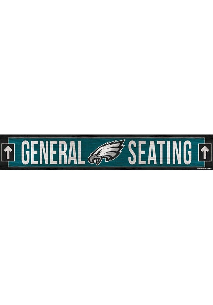 Philadelphia Eagles General Seating 6x36 inch Wood Sign - Midnight Green
