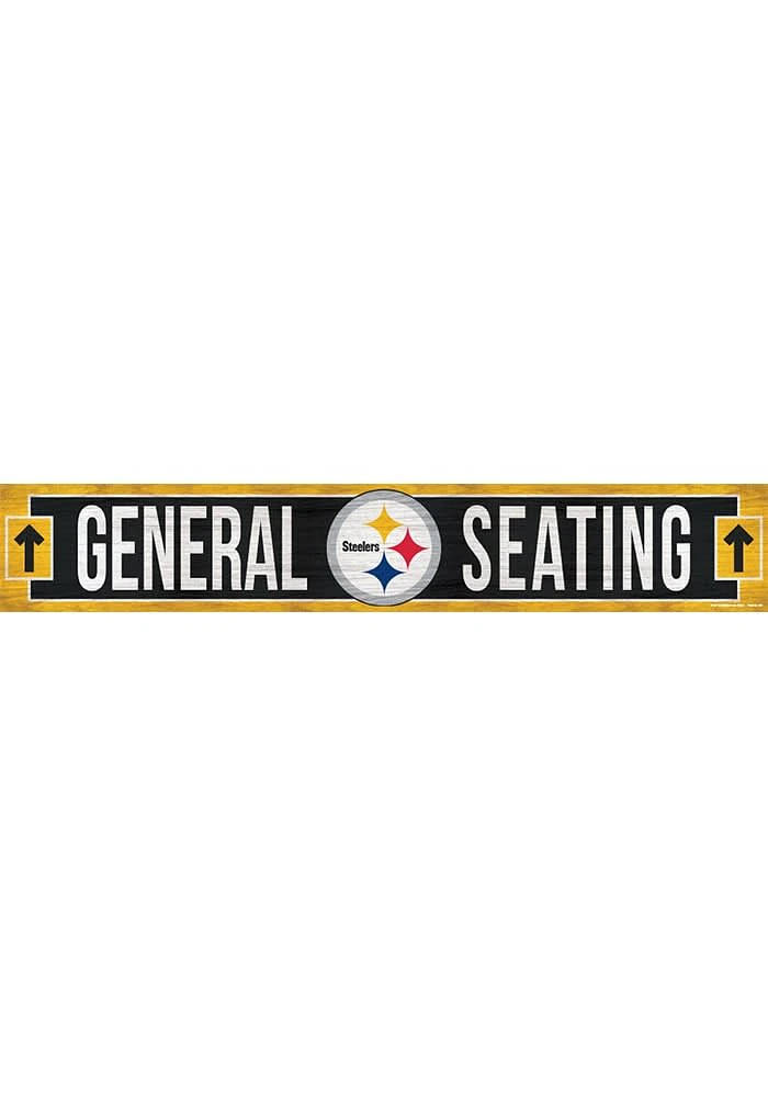 Pittsburgh Steelers General Seating 6x36 inch Wood Sign - Black