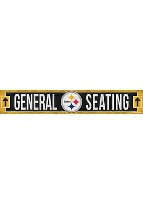 Pittsburgh Steelers General Seating 6x36 inch Wood Sign - Black