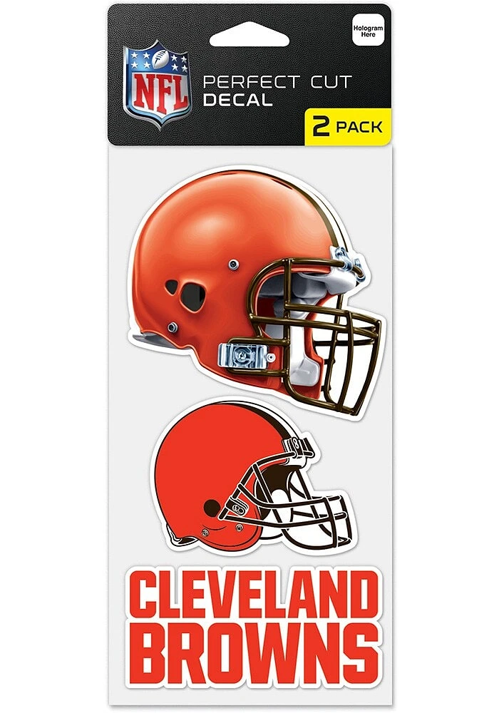 Cleveland Browns 4x4 inch 2 Pack Perfect Cut Auto Decal - Orange