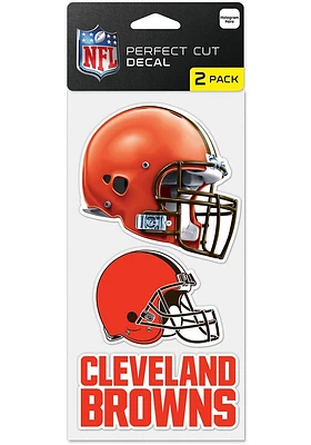 Cleveland Browns 4x4 inch 2 Pack Perfect Cut Auto Decal - Orange
