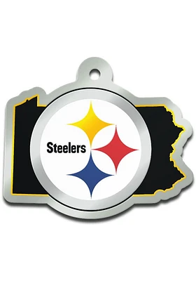 Pittsburgh Steelers State Shape Keychain - Black