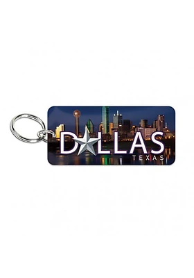 Dallas Ft Worth Skyline Keychain - Blue