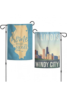 Chicago 13x18 inch Skyline Garden Flag - Blue