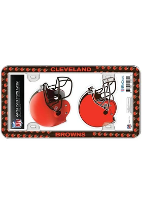 Cleveland Browns 2-Pack Decal Combo License Plate Frame - Brown