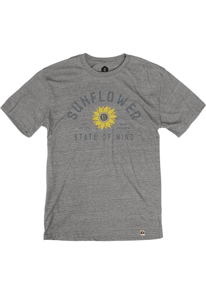 Rally Kansas Grey Sunflower State of Mind Short Sleeve Fashion T Shirt
