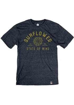 Rally Kansas Navy Blue Sunflower State of Mind Short Sleeve Fashion T Shirt
