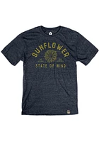 Rally Kansas Navy Blue Sunflower State of Mind Short Sleeve Fashion T Shirt