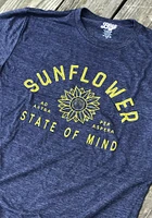 Rally Kansas Navy Blue Sunflower State of Mind Short Sleeve Fashion T Shirt