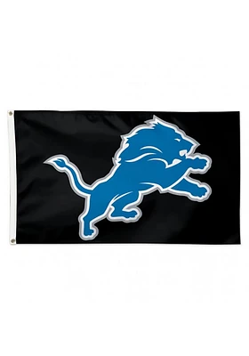 Detroit Lions 3x5 ft Logo Silk Screen Grommet Flag - Black