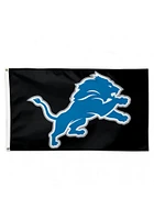Detroit Lions 3x5 ft Logo Silk Screen Grommet Flag - Black