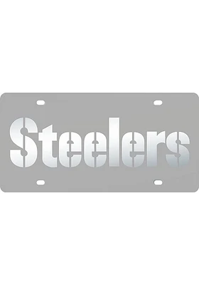 Pittsburgh Steelers White Frosted Inlaid Car Accessory License Plate