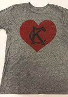 Kansas City Youth Grey KC Heart Short Sleeve Fashion T-Shirt