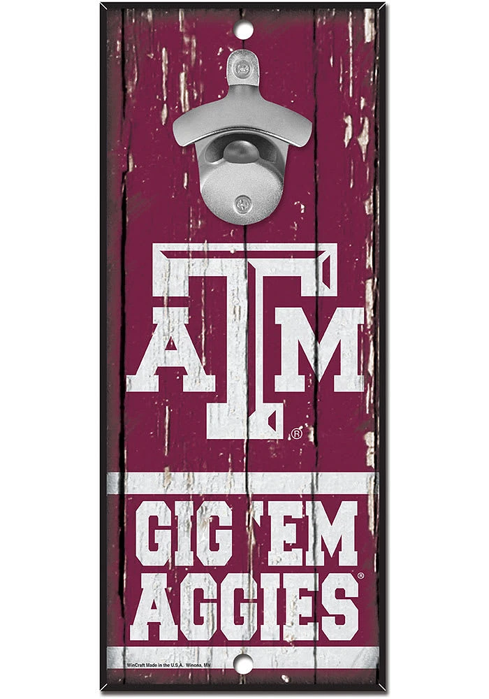Texas A&M Aggies 5X11 Bottle Opener Sign - Maroon