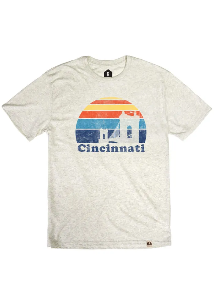 Cincinnati Oatmeal Sunset Bridge Short Sleeve T Shirt