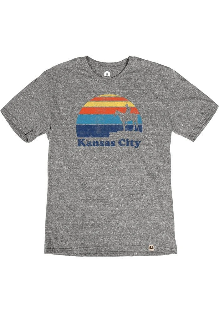Rally Kansas City Grey Sunset Icon Short Sleeve Fashion T Shirt