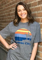 Rally Kansas City Grey Sunset Icon Short Sleeve Fashion T Shirt