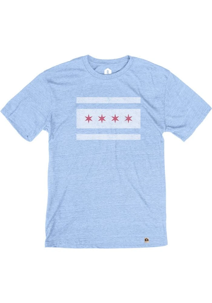 Rally Chicago Light Blue Flag Short Sleeve Fashion T Shirt