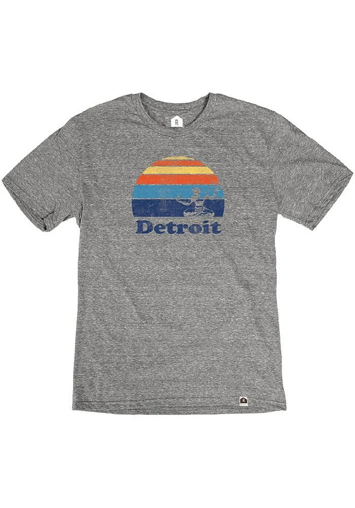 Rally Detroit Grey Sunset Icon Short Sleeve Fashion T Shirt