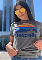 Rally Detroit Grey Sunset Icon Short Sleeve Fashion T Shirt