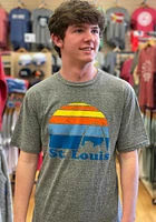 Rally St Louis Grey Sunset Icon Short Sleeve Fashion T Shirt