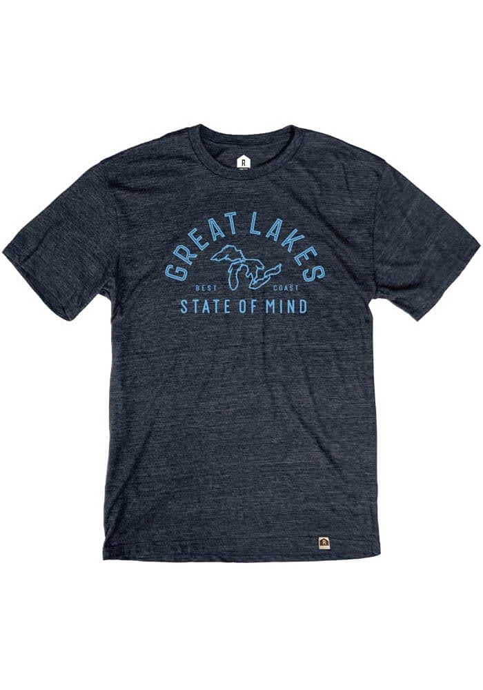 Rally Michigan Navy Blue Great Lakes Short Sleeve Fashion T Shirt