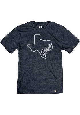 Rally Texas Navy Blue Yall State Shape Short Sleeve Fashion T Shirt
