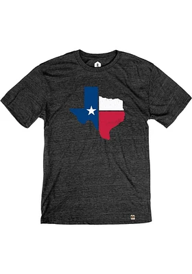 Rally Texas Black Flag State Shape Short Sleeve Fashion T Shirt
