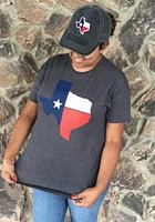 Rally Texas Black Flag State Shape Short Sleeve Fashion T Shirt