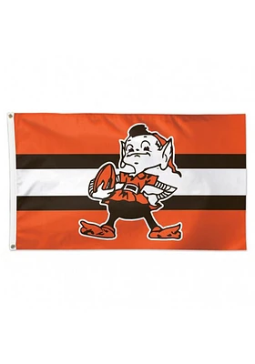 Cleveland Browns Retro Logo Stripe Silk Screen Grommet Flag - Orange