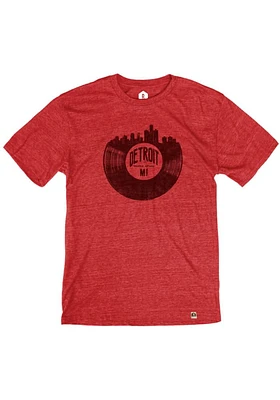 Rally Detroit Red Record Skyline Short Sleeve Fashion T Shirt