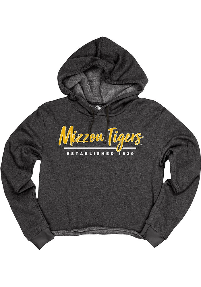 Missouri Tigers Womens Black Cassie High Jinks Cropped Hooded Sweatshirt