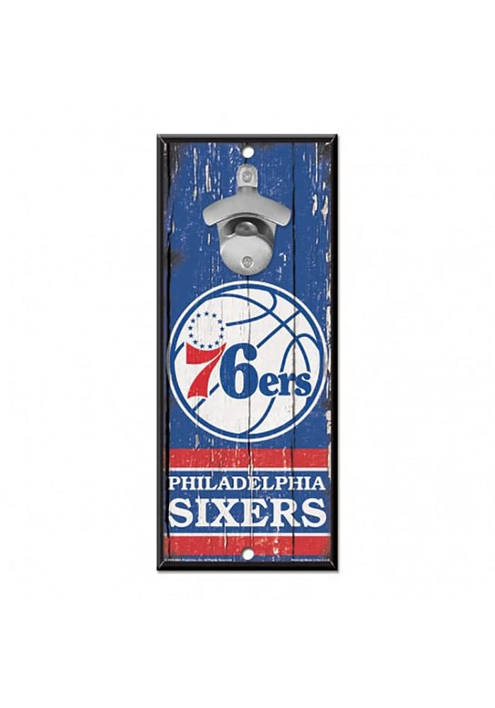 Philadelphia 76ers 5X11 Bottle Opener Sign - Blue