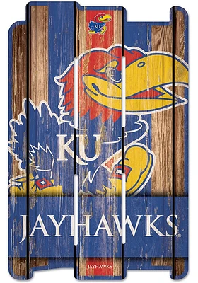 Kansas Jayhawks 11x17 Vertical Plank Sign - Red
