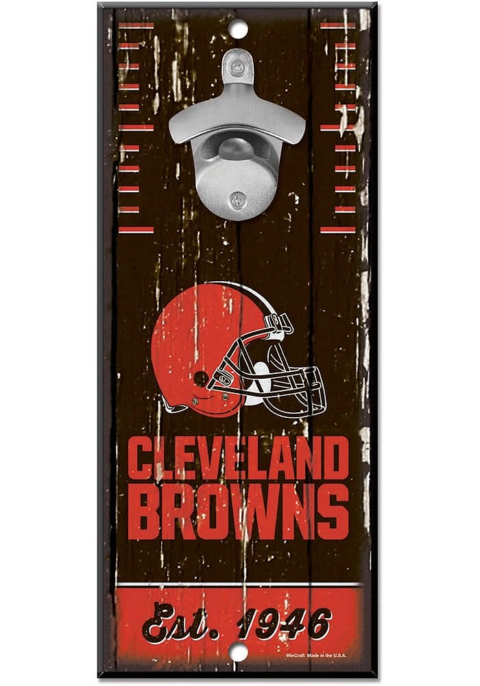 Cleveland Browns 5X11 Bottle Opener Sign - Orange