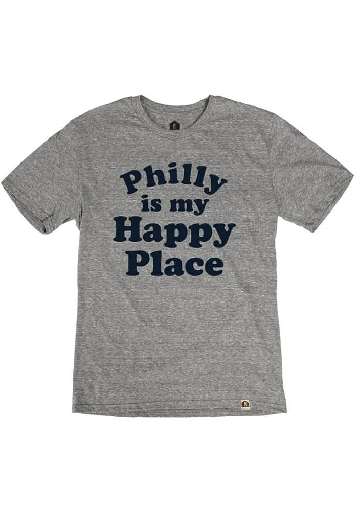 Rally Philadelphia Grey Happy Place Short Sleeve Fashion T Shirt