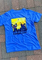 Kansas City Youth Blue Robot Skyline Short Sleeve Fashion T-Shirt