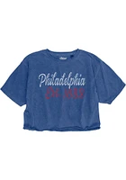 Philadelphia Womens Blue Cropped Tee Short Sleeve T-Shirt