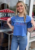 Philadelphia Womens Blue Cropped Tee Short Sleeve T-Shirt