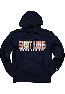 St Louis Mens Navy Blue Wordmark Flag Long Sleeve Hoodie