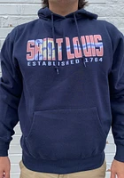 St Louis Mens Navy Blue Wordmark Flag Long Sleeve Hoodie