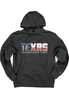 Texas Mens Charcoal Wordmark Flag Long Sleeve Hoodie
