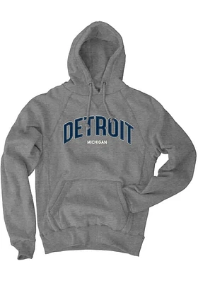 Detroit Mens Grey Wordmark Long Sleeve Hoodie