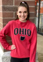 Ohio Mens Red Wordmark Long Sleeve Crew Sweatshirt